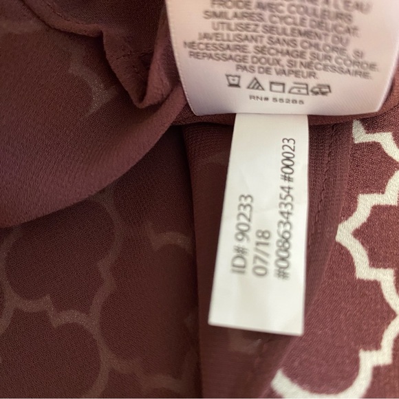 Express Spaghetti Strap Blouse Brown White Abstract Print V-Neck Small - Picture 11 of 11